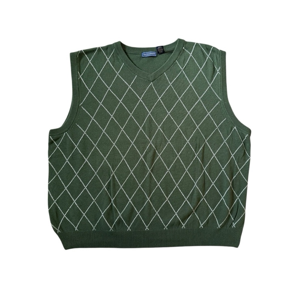 Saddlebred Men Sweater Vest L Argyle V Neck Classic Business Casual Preppy
